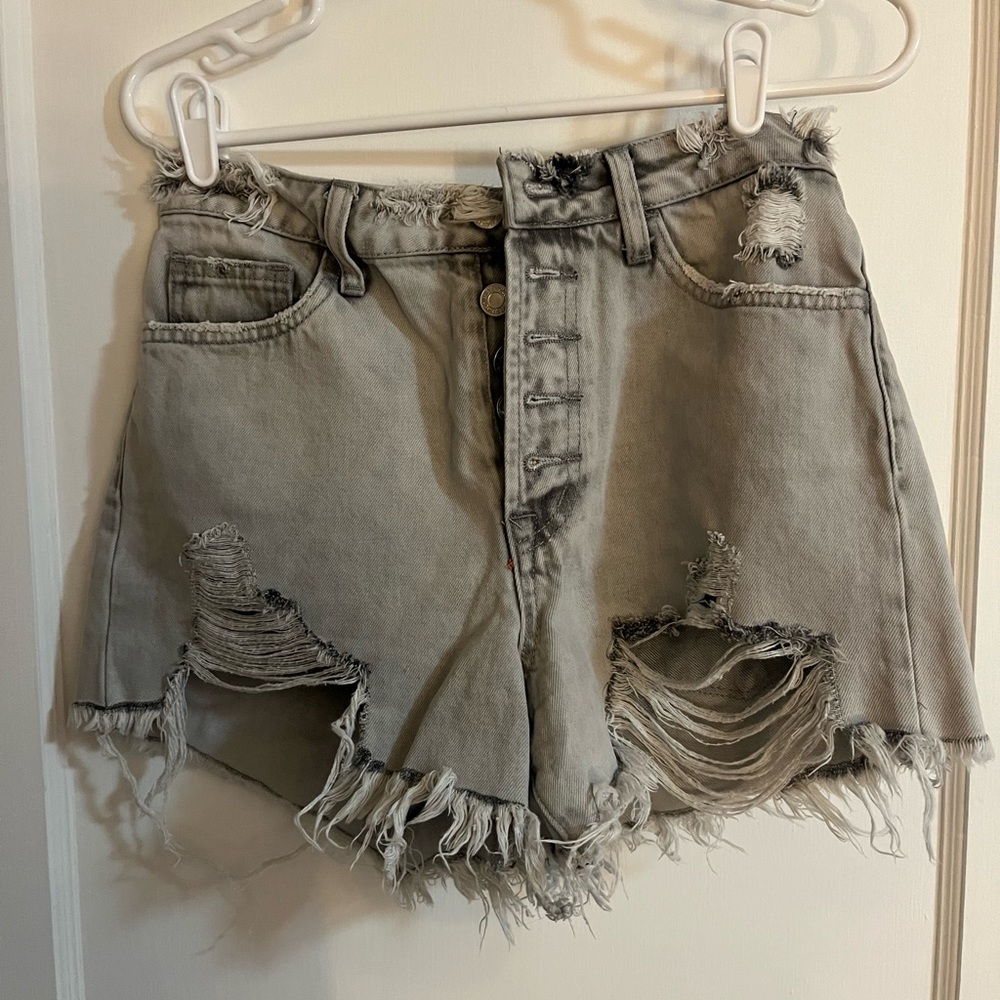 Velvet Distressed Gray Jean Shorts